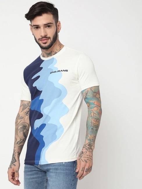 GAS | Slim Fit Half Sleeve Printed Lycra T-Shirt