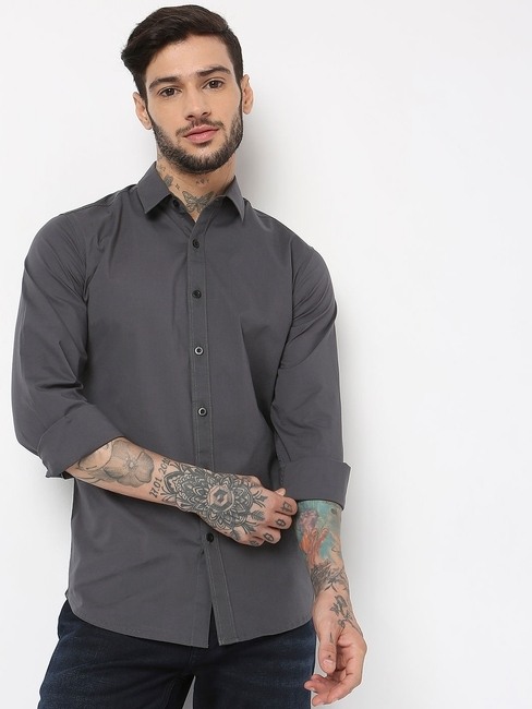 GAS | Regular Fit Full Sleeve Solid Shirts