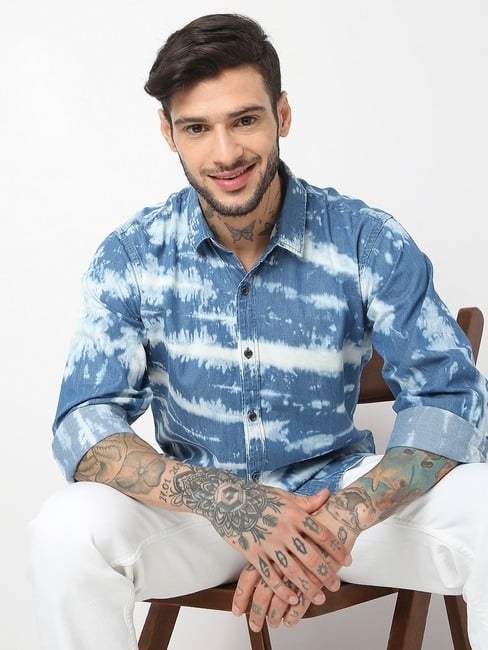 GAS | Regular Fit Full Sleeve Solid Denim Twill Shirts