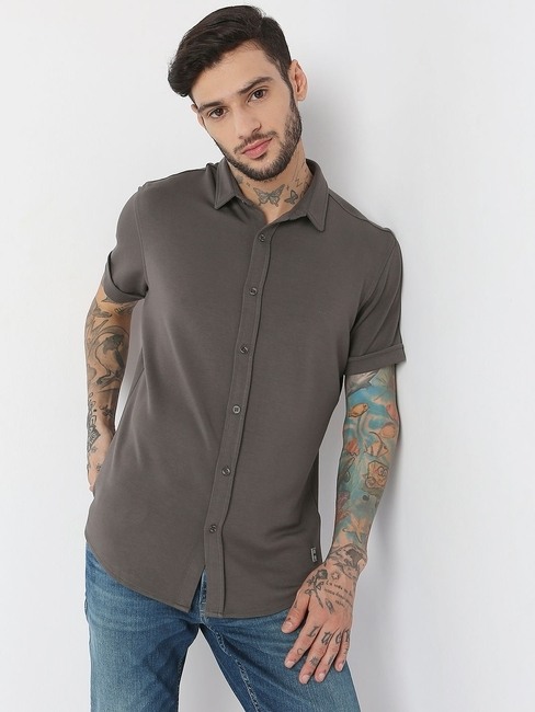GAS | Slim Fit Half Sleeve Solid Scuba Shirts