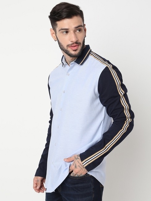 GAS | Regular Fit Full Sleeve Colourblock Shirts
