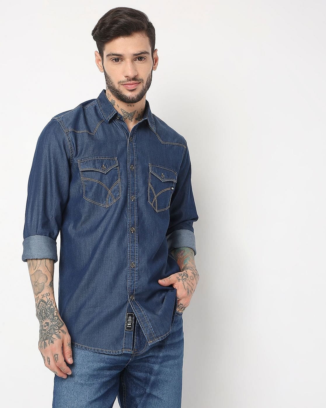 GAS | Regular Fit Full Sleeve Solid Cotton Shirts