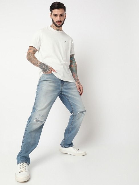 GAS | Heavy-Wash Distressed Straight Fit Jeans
