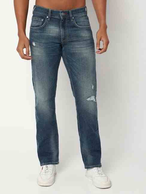 GAS | Jaxonzin Mid-Wash Straight Fit Distressed Jeans