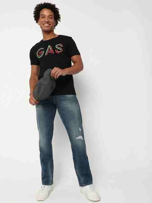 Jaxonzin Mid-Wash Straight Fit Distressed Jeans