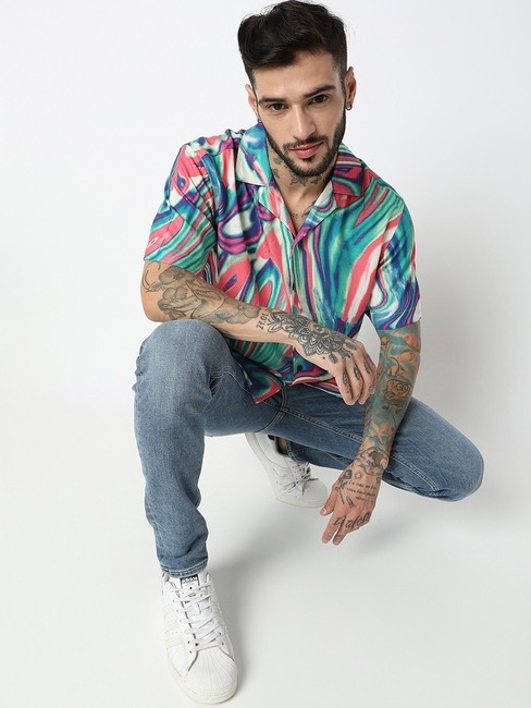 Boxy Fit Half Sleeve Printed Shirts