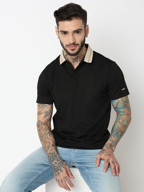 GAS | Slim Fit Half Sleeve Solid Tencil Lycra Polo T-Shirt