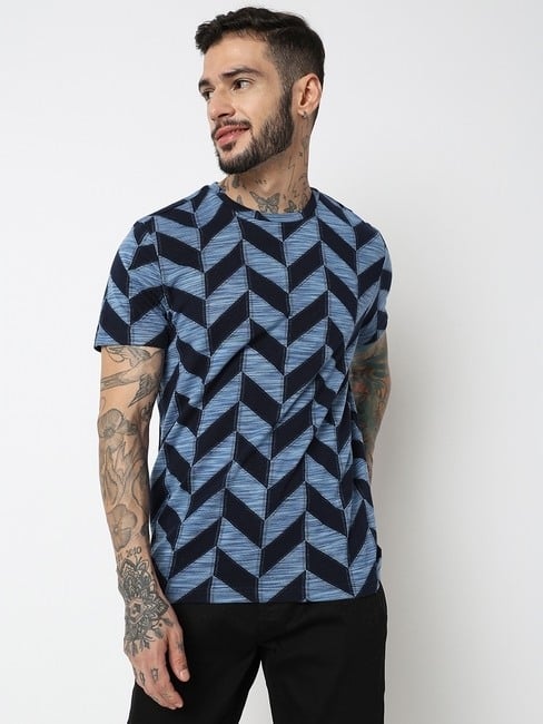GAS | Relaxed Fit Half Sleeve Printed Jacquard T-Shirt