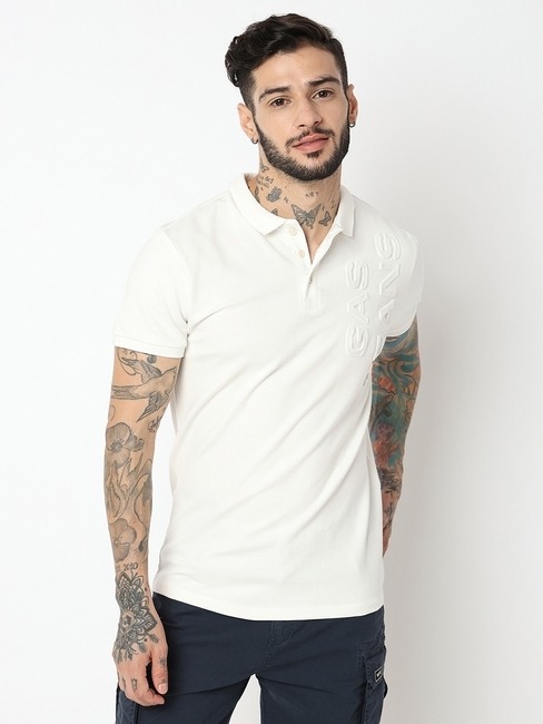 GAS | Slim Fit Half Sleeve Solid Cotton Lycra Polo T-Shirt