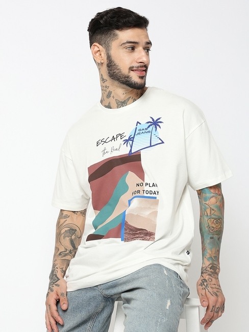 Boxy Fit Half Sleeve Printed T-Shirt