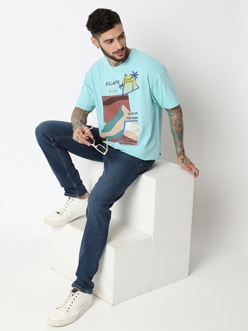Boxy Fit Half Sleeve Printed T-Shirt