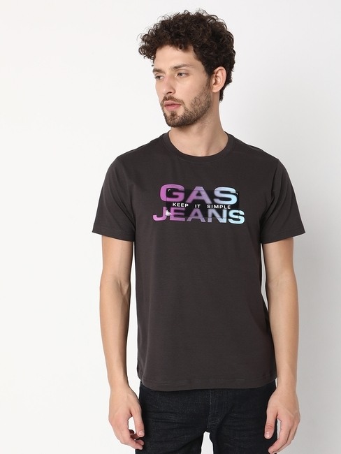GAS | Relaxed Fit Half Sleeve Printed Cotton Lycra T-Shirt
