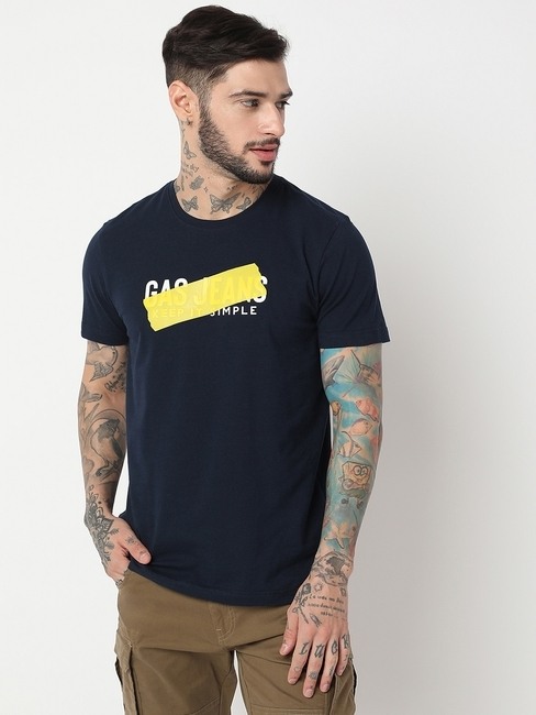 GAS | Relaxed Fit Half Sleeve Printed Cotton Lycra T-Shirt