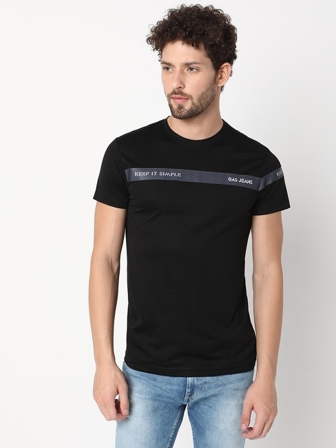 GAS | Slim Fit Half Sleeve Solid Tencil Lycra T-Shirt