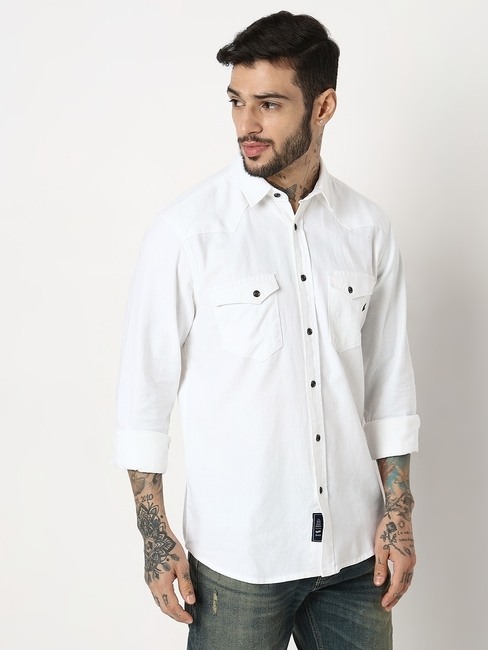 Relaxed Fit Full Sleeve Solid Cotton Linen Shirts