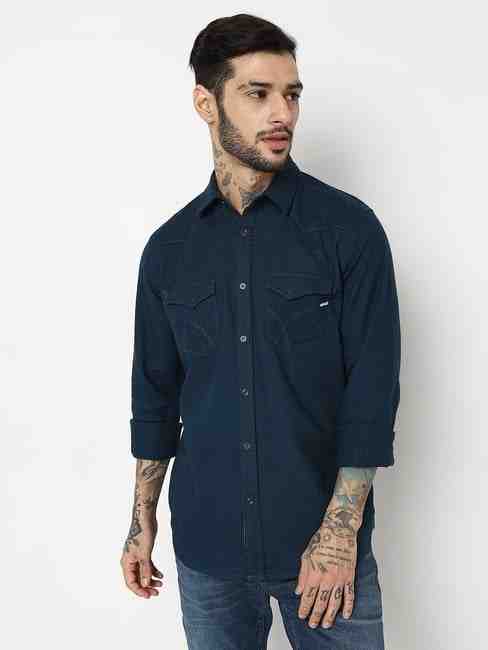 GAS | Relaxed Fit Full Sleeve Solid Cotton Linen Shirts