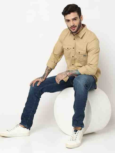 GAS | Relaxed Fit Full Sleeve Solid Cotton Linen Shirts