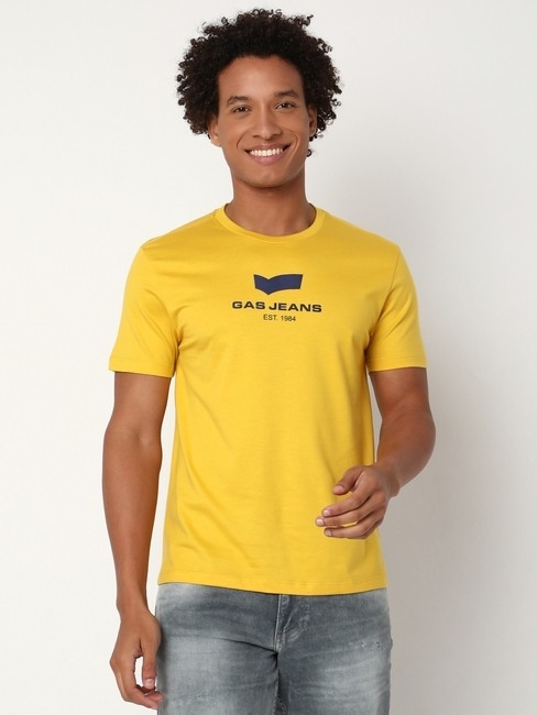 GAS | Regular Fit Half Sleeve Crew Neck Brand Carrier Cotton T-Shirt
