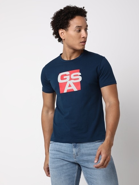 GAS | Regular Fit Half Sleeve Crew Neck Brand Carrier Cotton T-Shirt