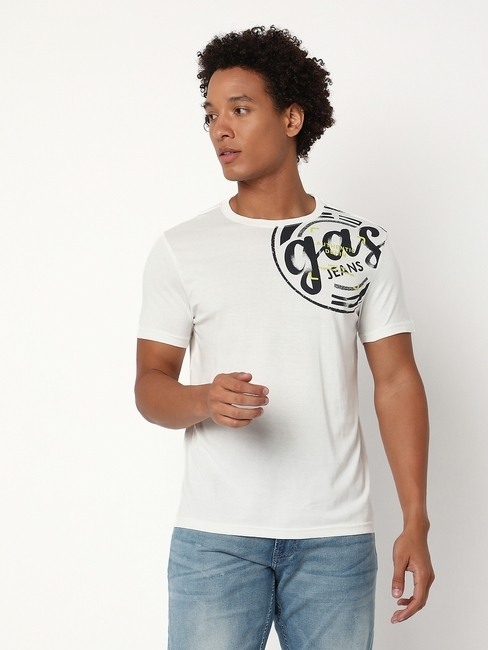 GAS | Regular Fit Half Sleeve Crew Neck Brand Carrier Cotton T-Shirt