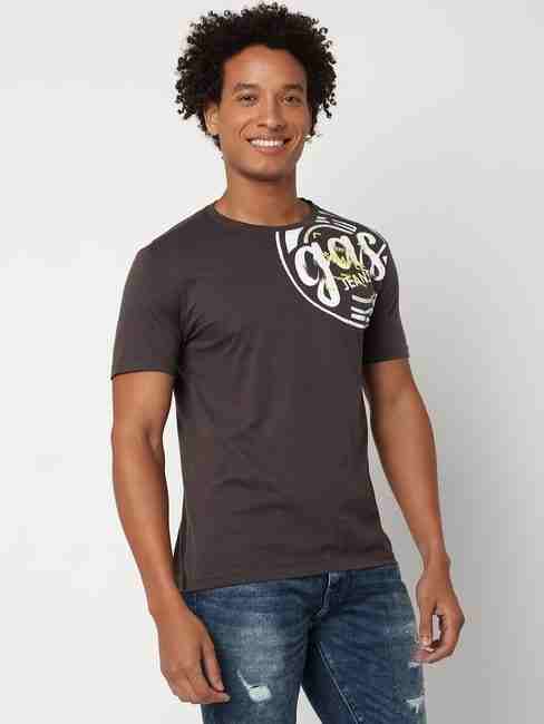 GAS | Regular Fit Half Sleeve Crew Neck Brand Carrier Cotton T-Shirt