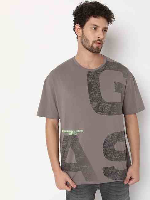 GAS | Boxy Fit Short Sleeve Crew Neck Brand Carrier Cotton Lycra T-Shirt