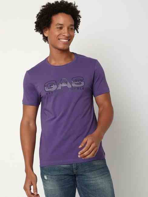 GAS | Regular Fit Short Sleeve Crew Neck Brand Carrier Cotton Lycra T-Shirt