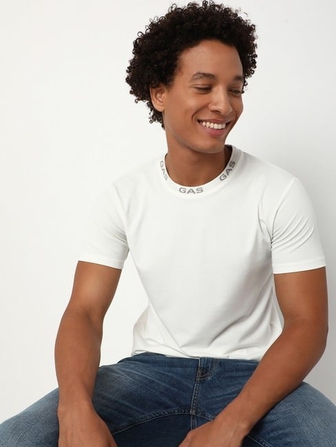 GAS | Slim Fit Half Sleeve Crew Neck Solid Nylon T-Shirt
