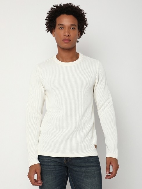 GAS | Regular Fit Full Sleeve Rib Neck Colourblock Knitted Sweater
