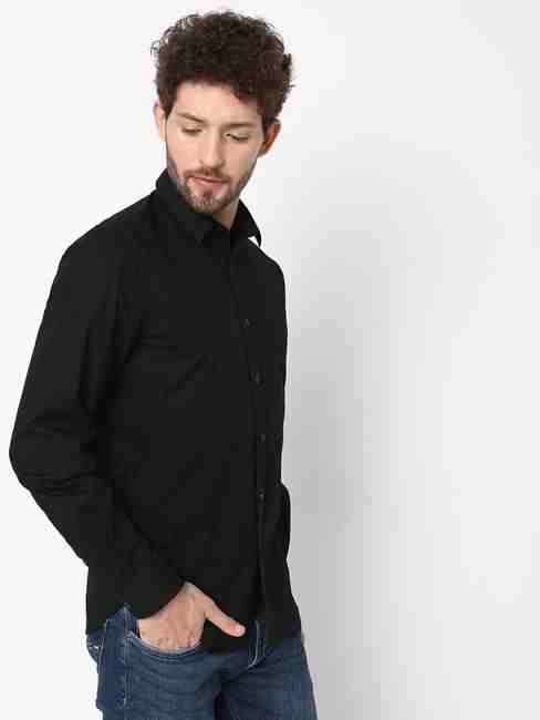 Regular Fit Full Sleeve Solid Cotton Lycra Shirts