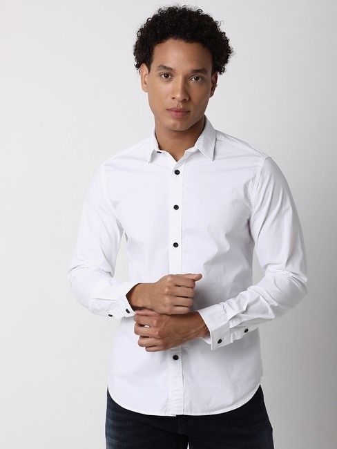 GAS | Regular Fit Full Sleeve Solid Cotton Lycra Shirts