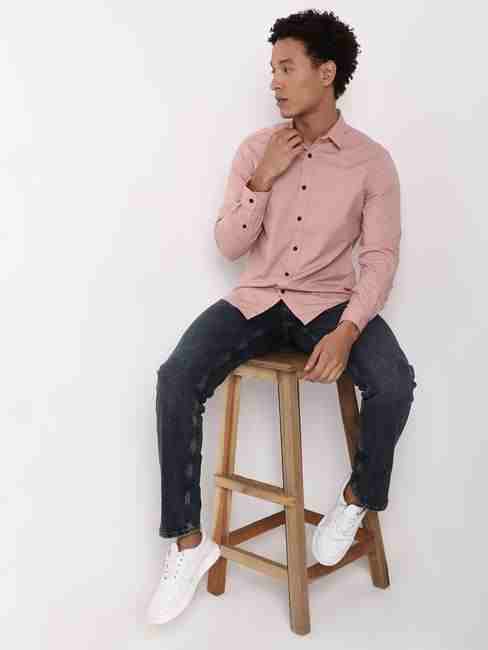Regular Fit Full Sleeve Solid Cotton Lycra Shirts