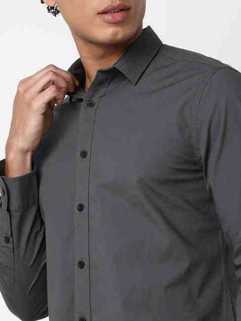 Regular Fit Full Sleeve Solid Cotton Lycra Shirts