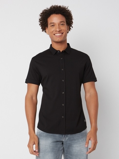 GAS | Slim Fit Half Sleeve Solid Scuba Shirts