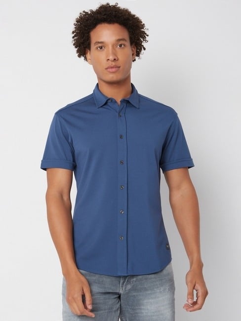 GAS | Slim Fit Half Sleeve Solid Scuba Shirts