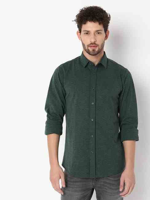 GAS | Slim Fit Full Sleeve Solid Polyester Shirts