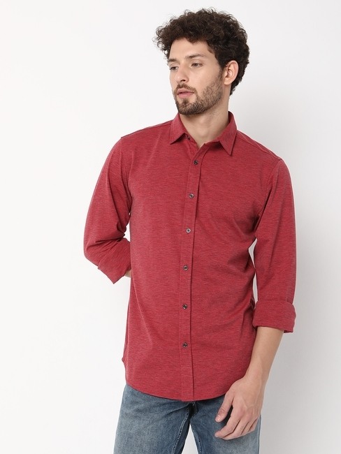 GAS | Slim Fit Full Sleeve Solid Polyester Shirts
