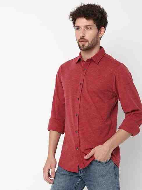 Slim Fit Full Sleeve Solid Polyester Shirts