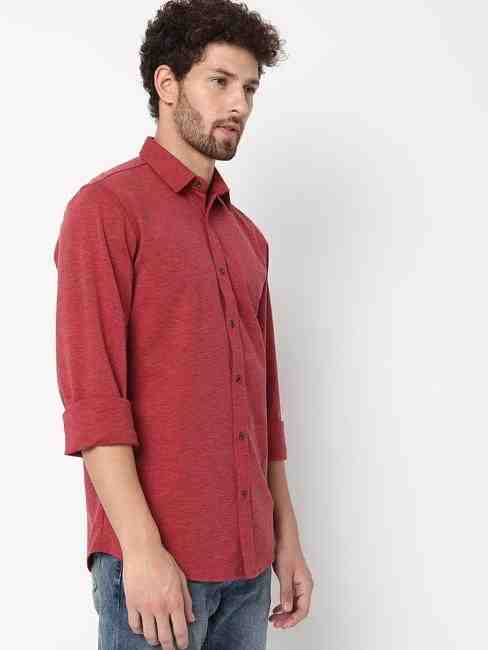Slim Fit Full Sleeve Solid Polyester Shirts