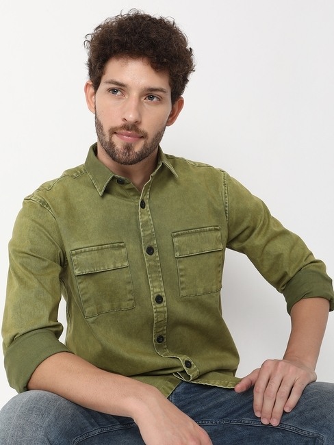 GAS | Regular Fit Full Sleeve Solid Cotton Lycra Shirts