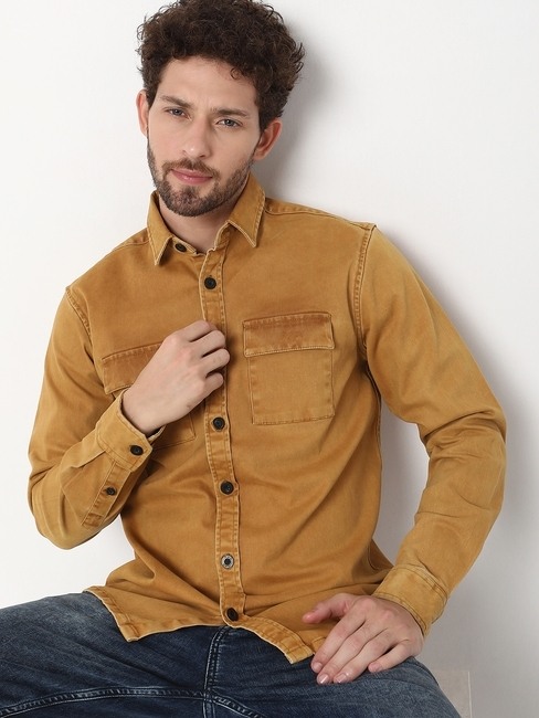 GAS | Regular Fit Full Sleeve Solid Cotton Lycra Shirts