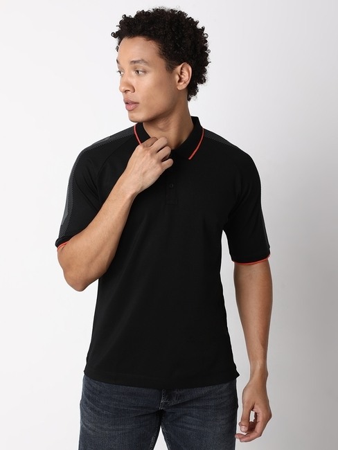 GAS | Slim Fit Half Sleeve Solid Nylon Polo T-Shirt