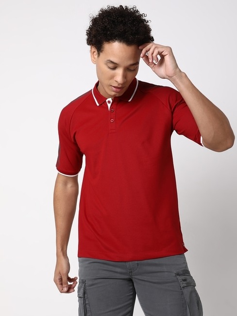 GAS | Slim Fit Half Sleeve Solid Nylon Polo T-Shirt