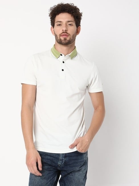GAS | Slim Fit Half Sleeve Solid Tencil Nylon Polo T-Shirt