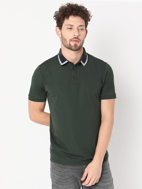 GAS | Slim Fit Half Sleeve Solid Tencil Nylon Polo T-Shirt