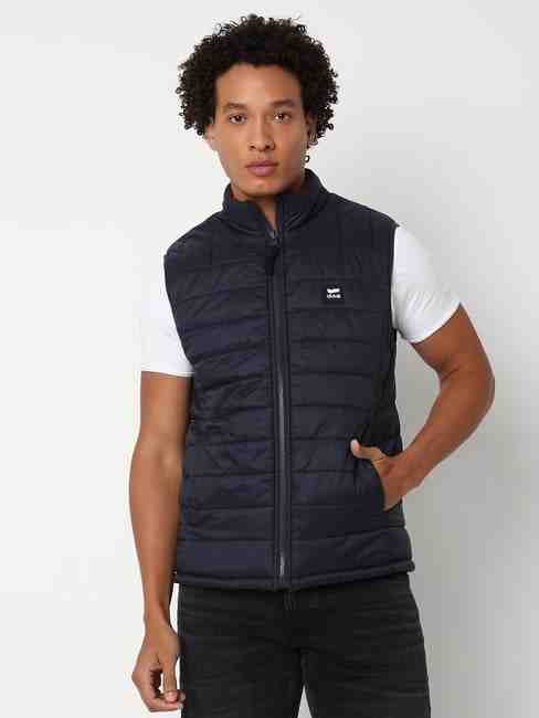 GAS | Regular Fit Sleeveless High Gilet Neck Solid Nylon Jacket
