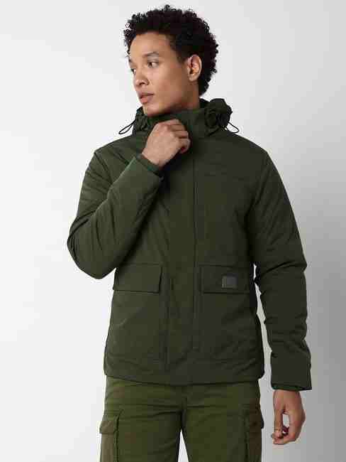 GAS | Regular Fit Full Sleeve Hooded Neck Solid Polyester Jacket