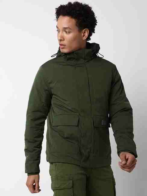 Regular Fit Full Sleeve Hooded Neck Solid Polyester Jacket