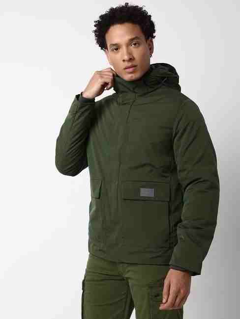 Regular Fit Full Sleeve Hooded Neck Solid Polyester Jacket