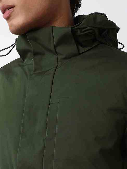 Regular Fit Full Sleeve Hooded Neck Solid Polyester Jacket